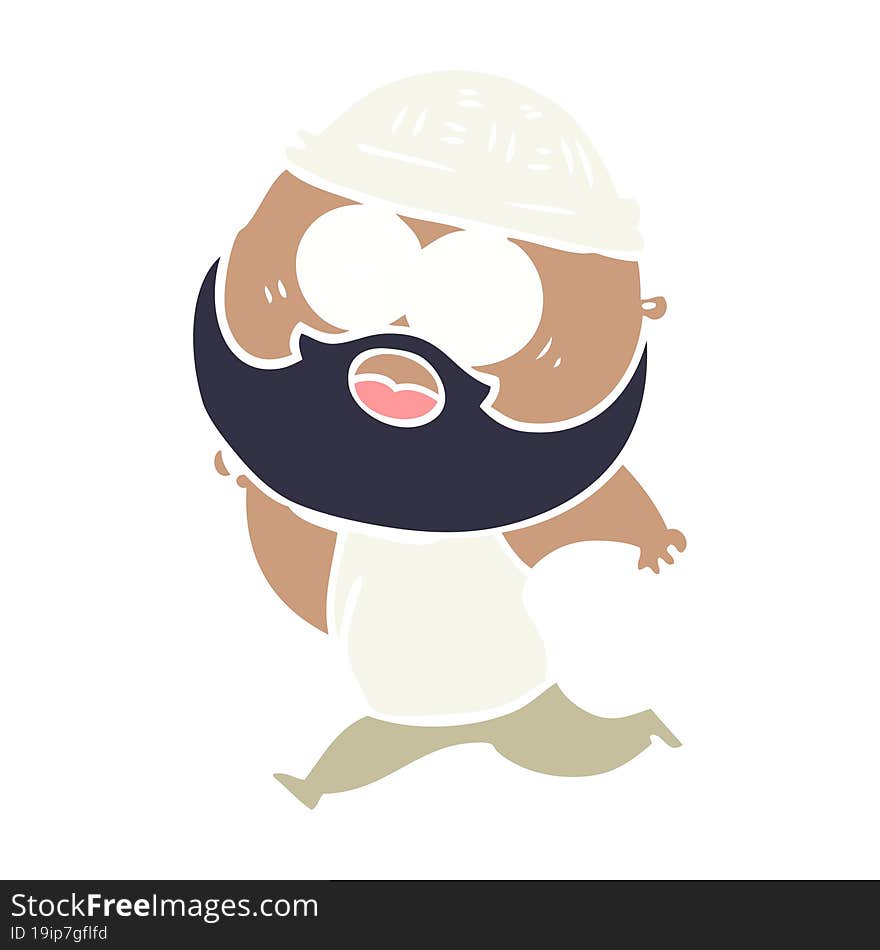 flat color style cartoon bearded man running