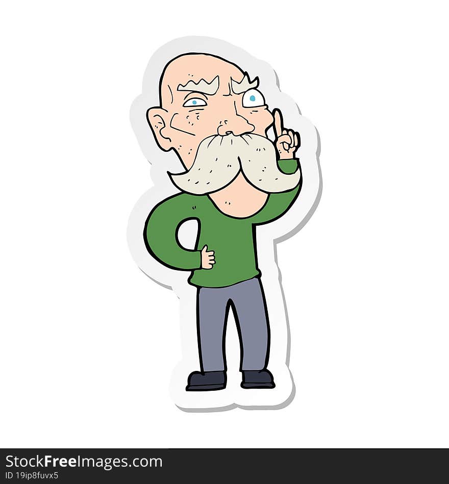 Sticker Of A Cartoon Annoyed Old Man