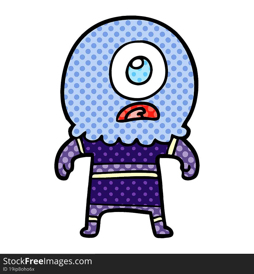 cartoon cyclops alien spaceman. cartoon cyclops alien spaceman