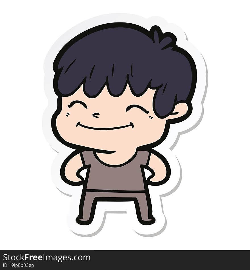 sticker of a cartoon happy boy