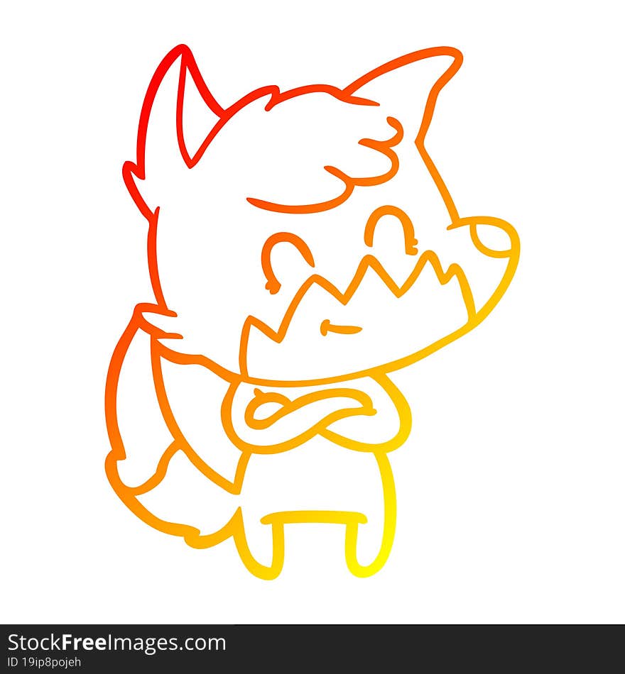 warm gradient line drawing cartoon happy fox