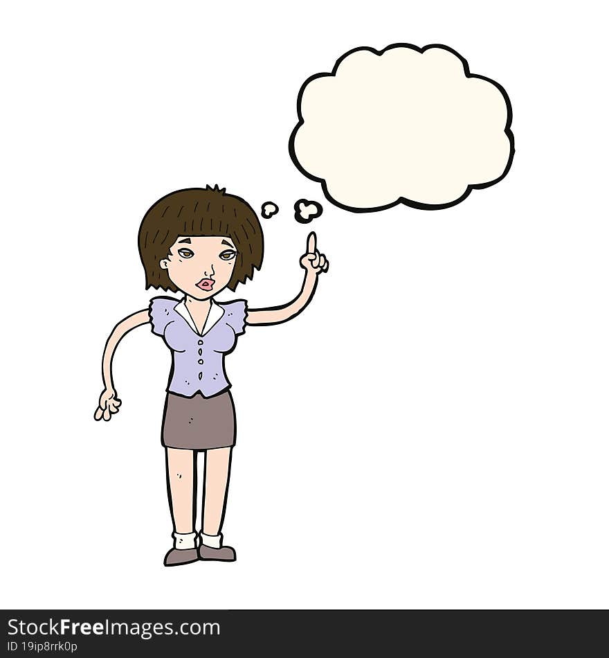 cartoon woman with idea with thought bubble