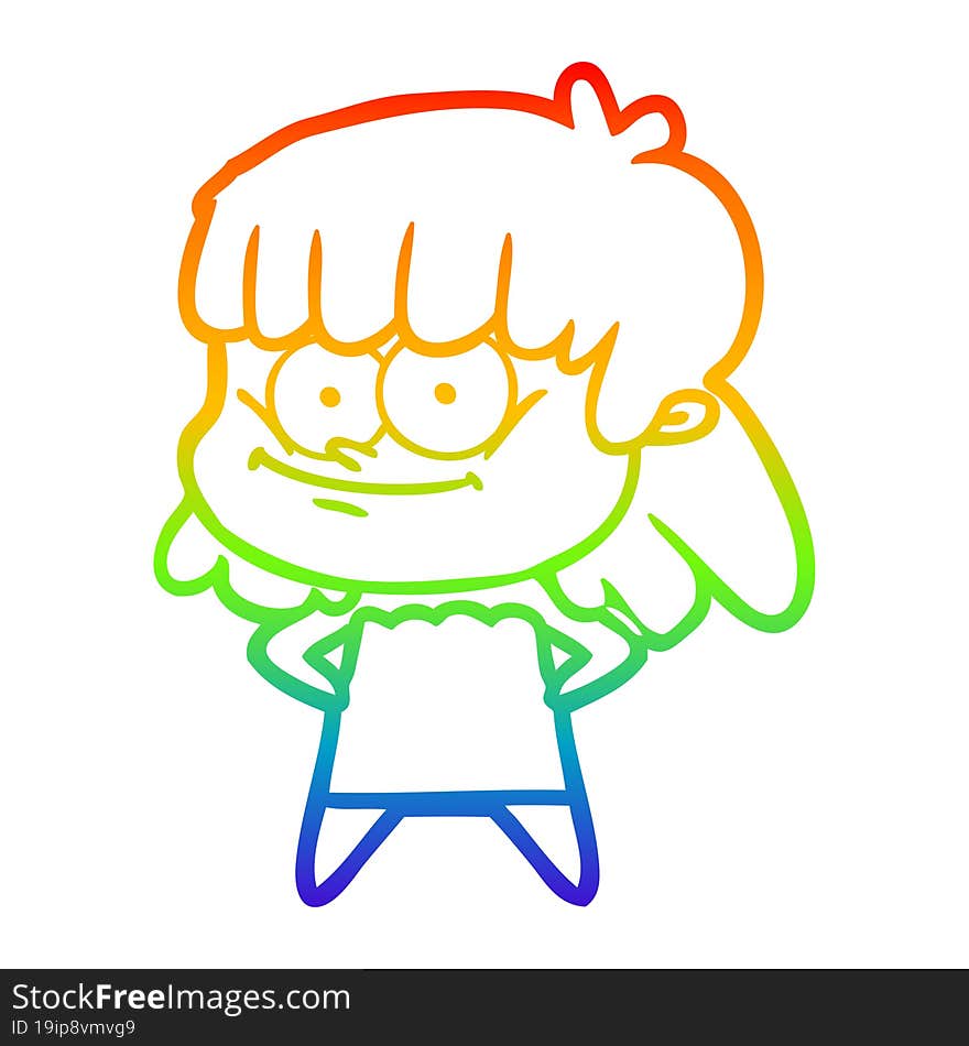 rainbow gradient line drawing cartoon smiling woman