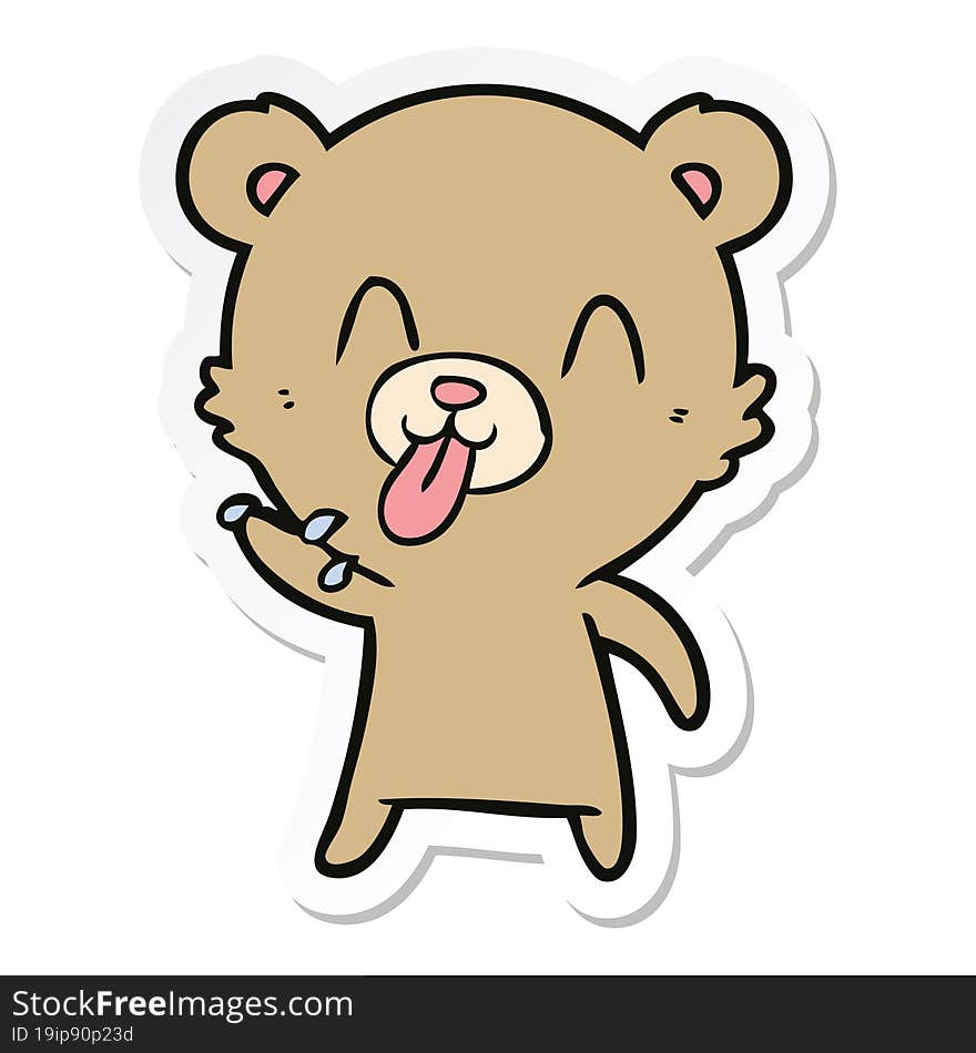 Sticker Of A Rude Cartoon Bear