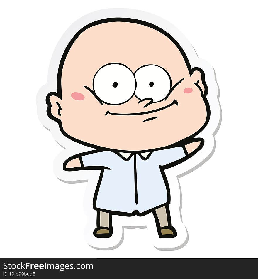 Sticker Of A Cartoon Bald Man Staring