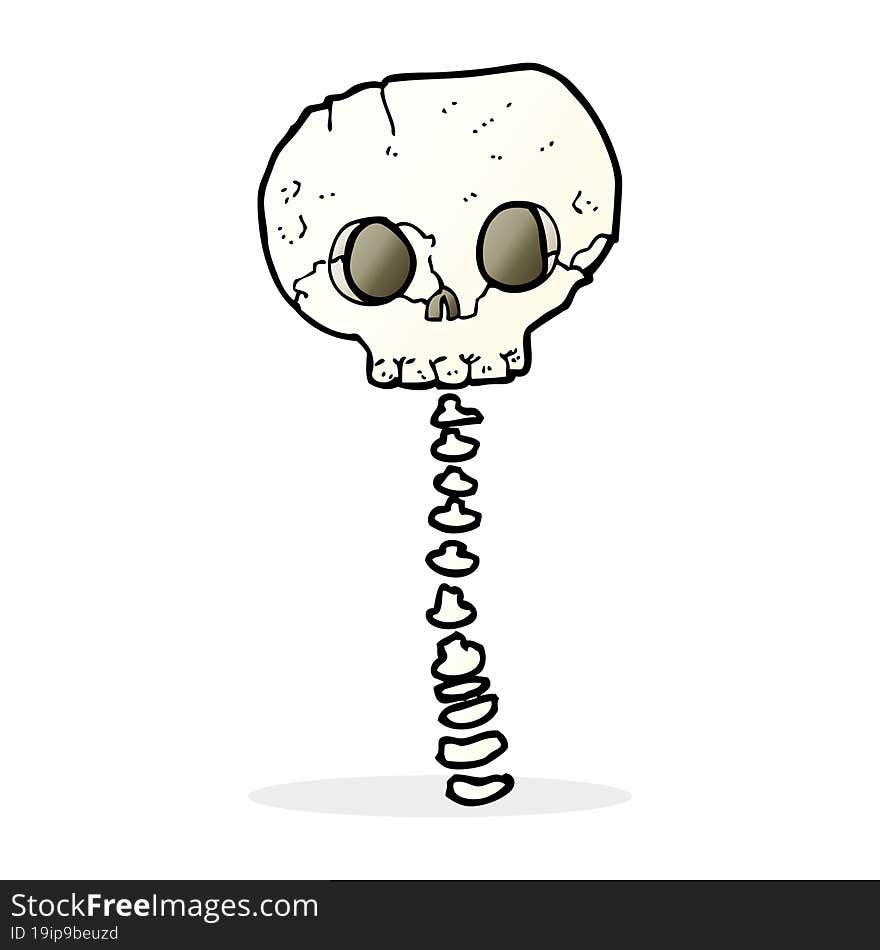 cartoon spooky skull and spine