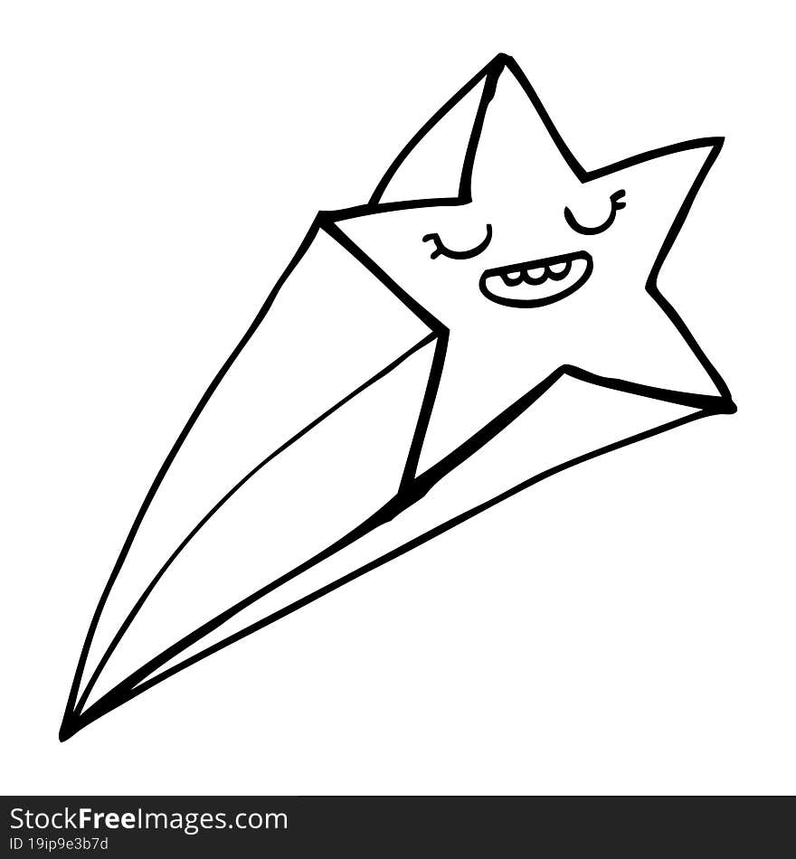 line drawing cartoon shooting star