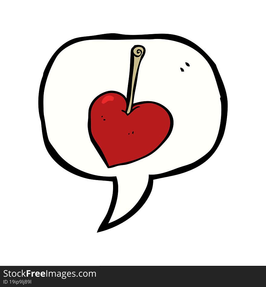 cartoon heart cherry with speech bubble