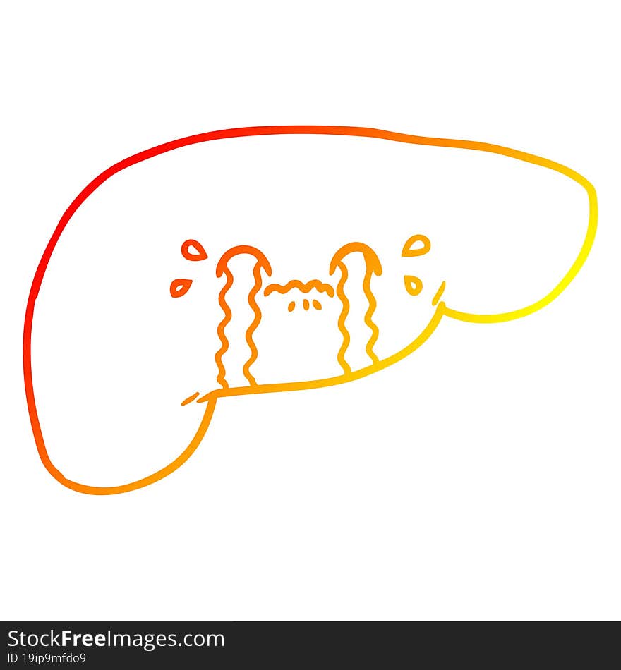 warm gradient line drawing of a cartoon liver