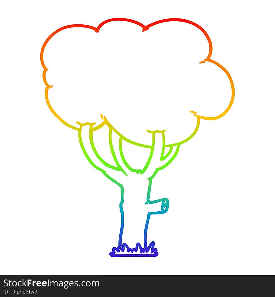 rainbow gradient line drawing cartoon tree