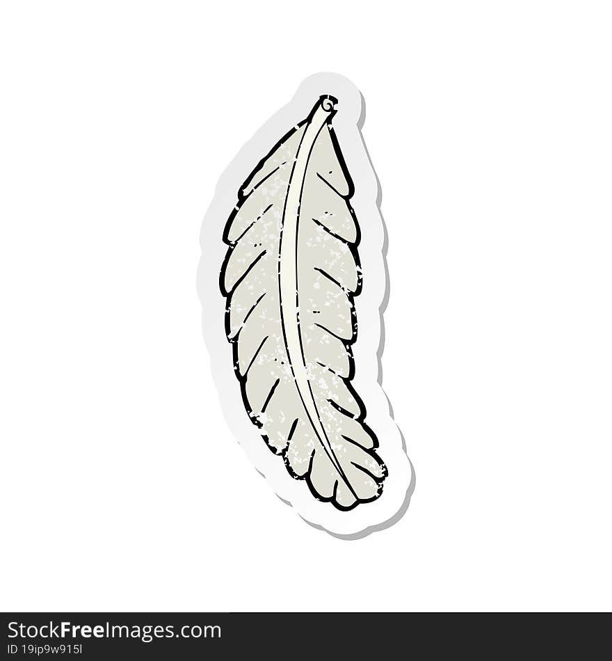 retro distressed sticker of a cartoon feather