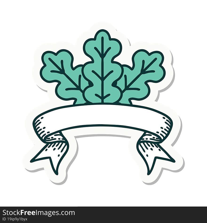 Tattoo Sticker With Banner Of A Leaf