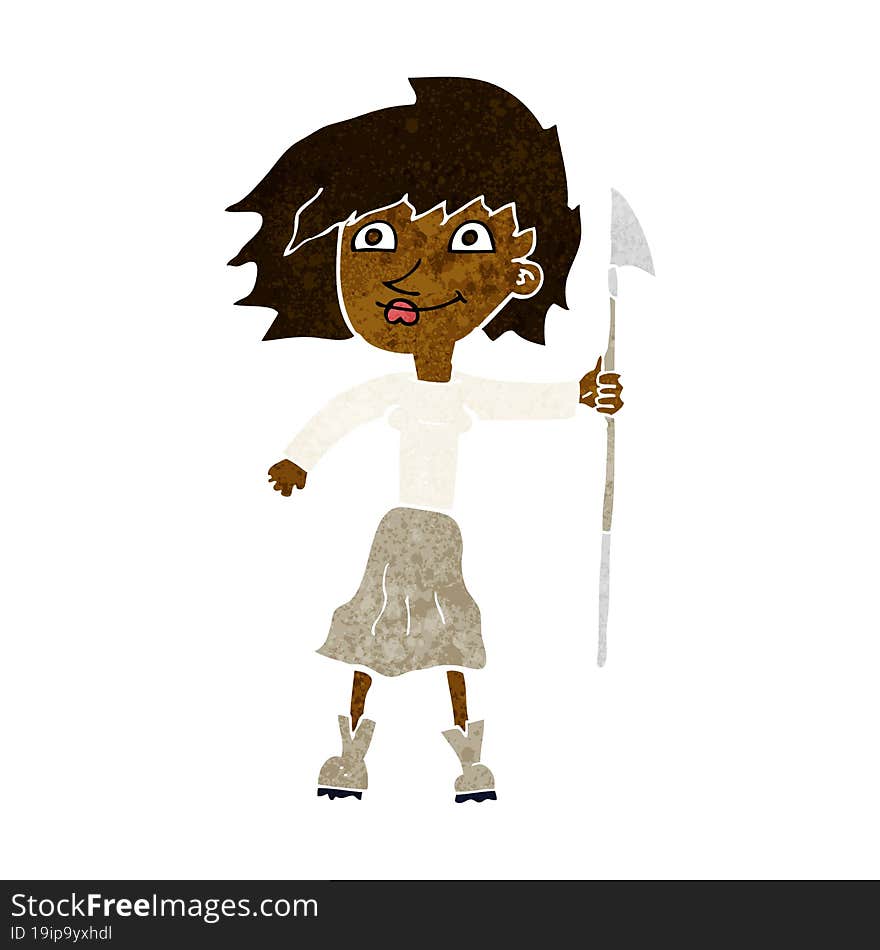 cartoon woman with spear