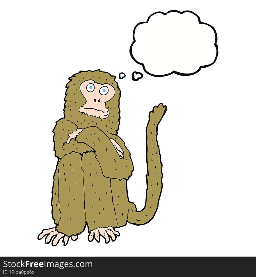 cartoon monkey with thought bubble