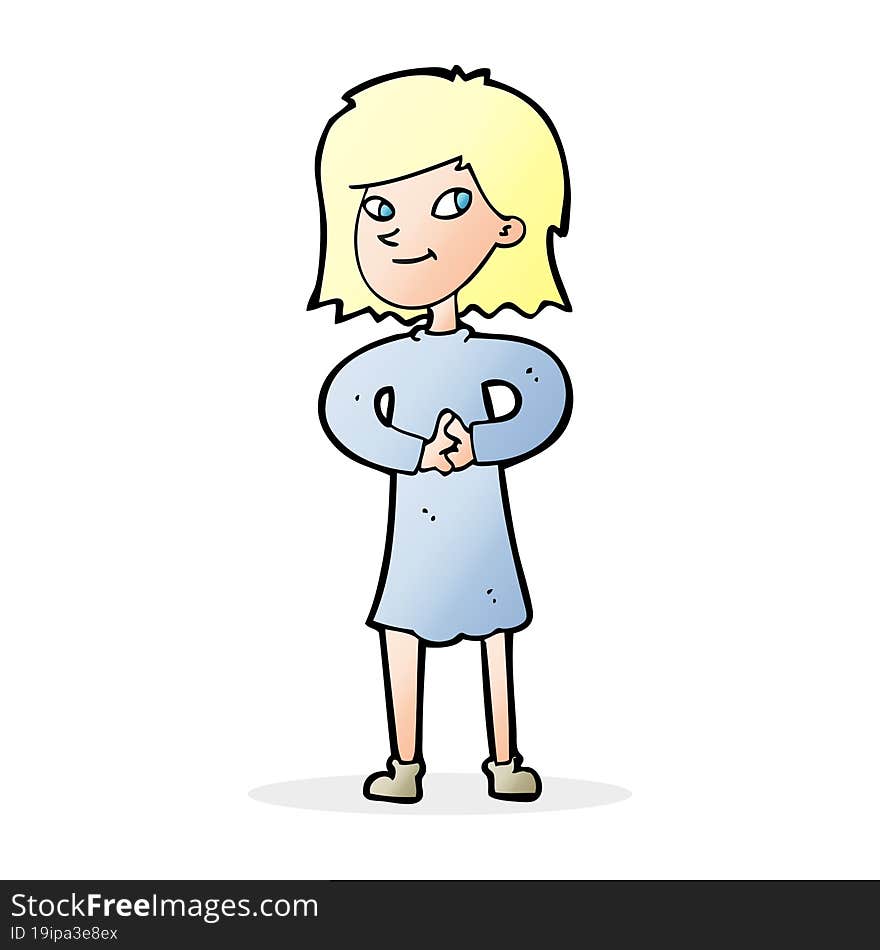 cartoon happy woman