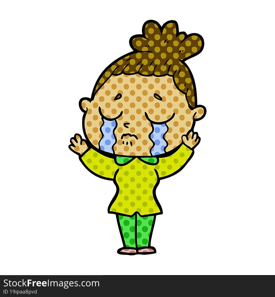 cartoon crying woman. cartoon crying woman