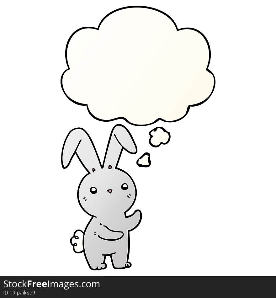 cute cartoon rabbit with thought bubble in smooth gradient style