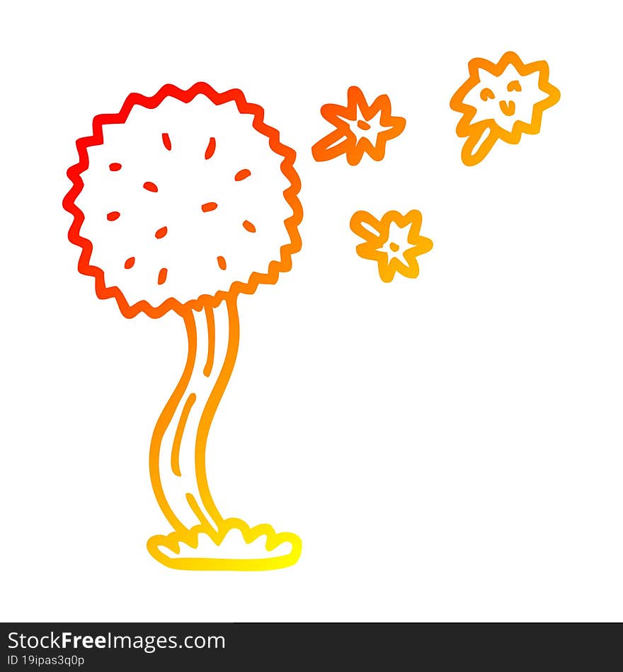 warm gradient line drawing cartoon blowing dandelion