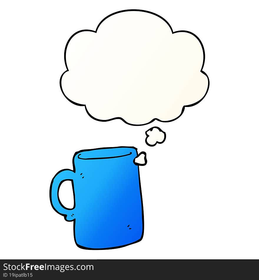 Cartoon Mug And Thought Bubble In Smooth Gradient Style