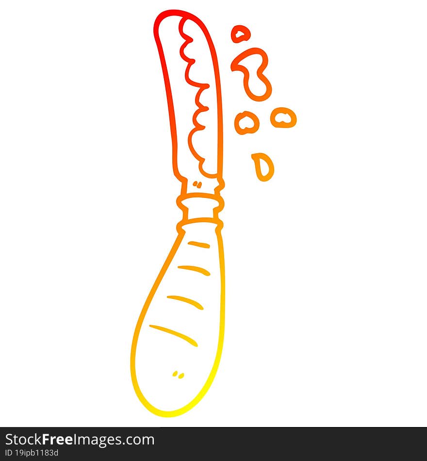 warm gradient line drawing cartoon jam spreading knife