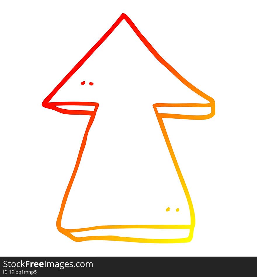 Warm Gradient Line Drawing Cartoon Pointing Arrow