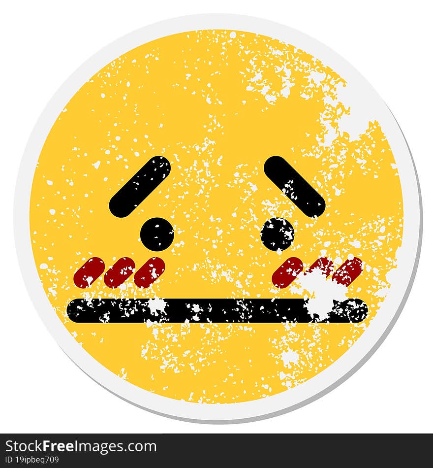 nauseous embarrassed face circular sticker