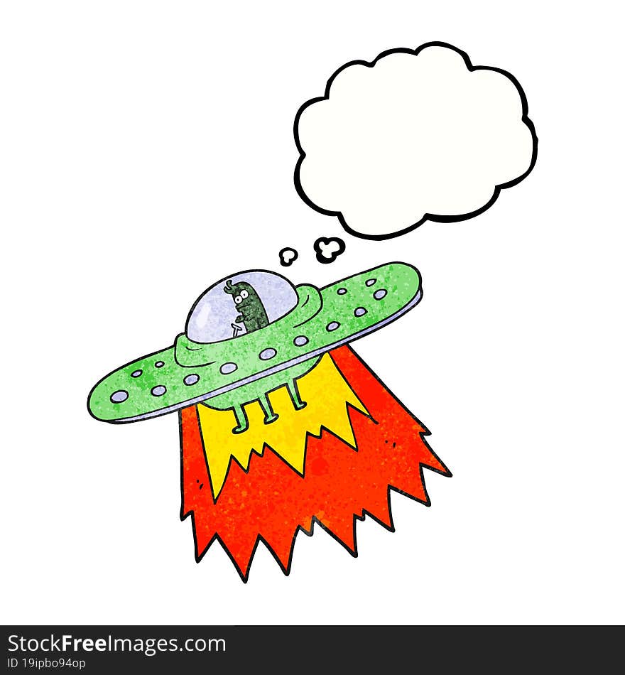 thought bubble textured cartoon ufo