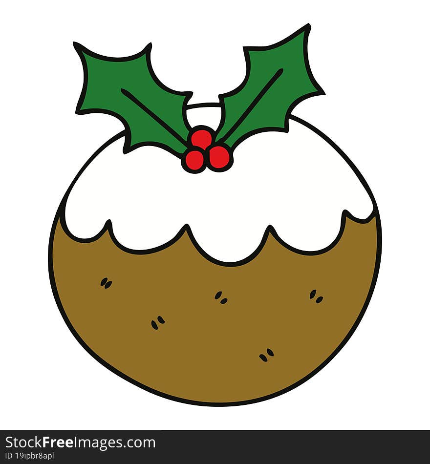 quirky hand drawn cartoon christmas pudding