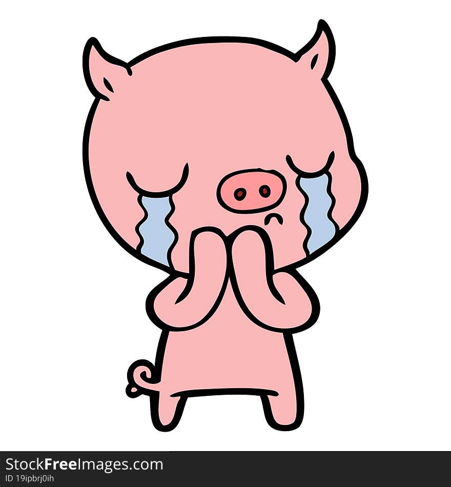 cartoon pig crying. cartoon pig crying