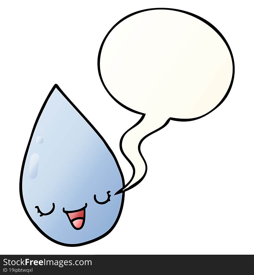 cartoon raindrop and speech bubble in smooth gradient style