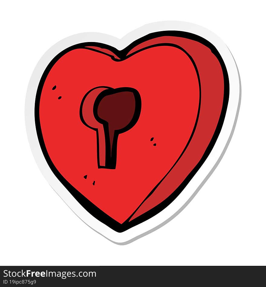 sticker of a cartoon heart with keyhole