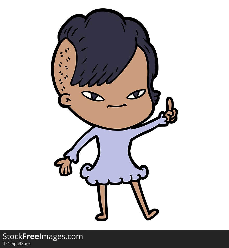 cute cartoon girl with hipster haircut. cute cartoon girl with hipster haircut