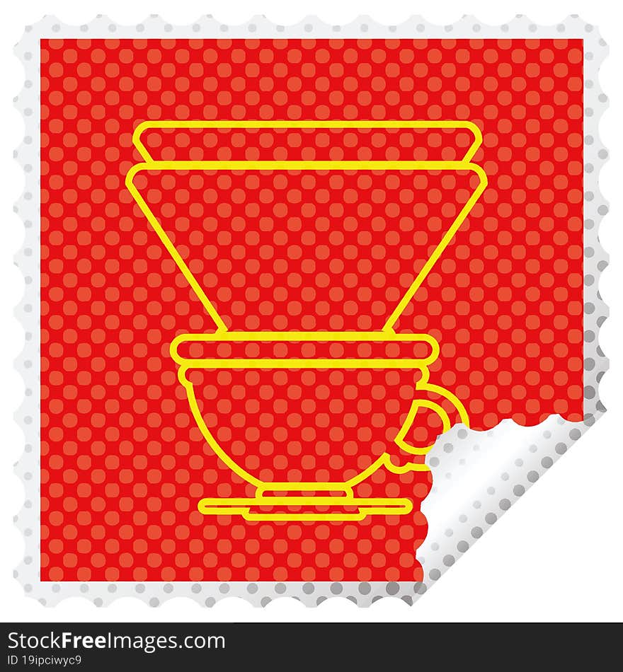 coffee filter cup square peeling sticker