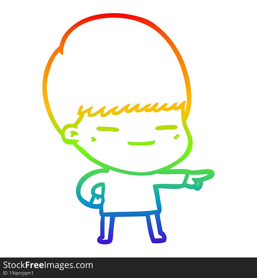 rainbow gradient line drawing cartoon smug boy