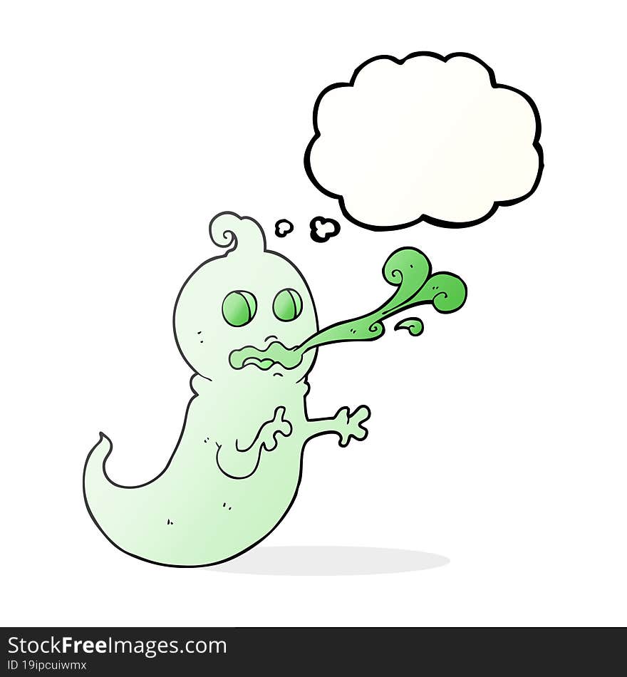 freehand drawn thought bubble cartoon slimy ghost