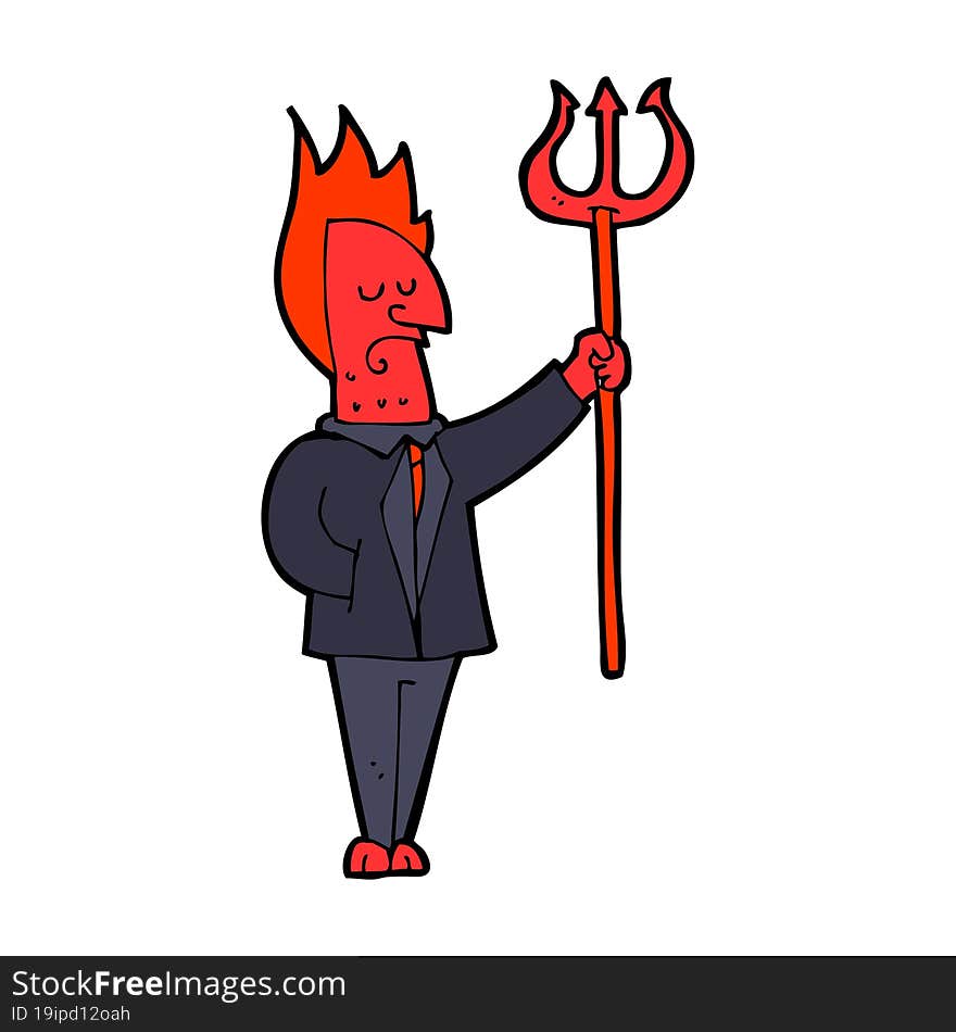 Cartoon Devil With Pitchfork