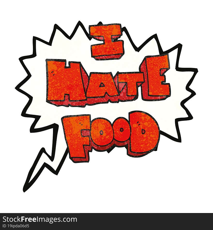 Speech Bubble Textured Cartoon I Hate Food Symbol