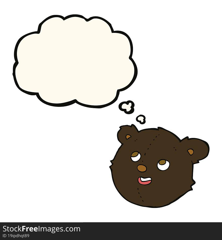 cartoon black bear face with thought bubble