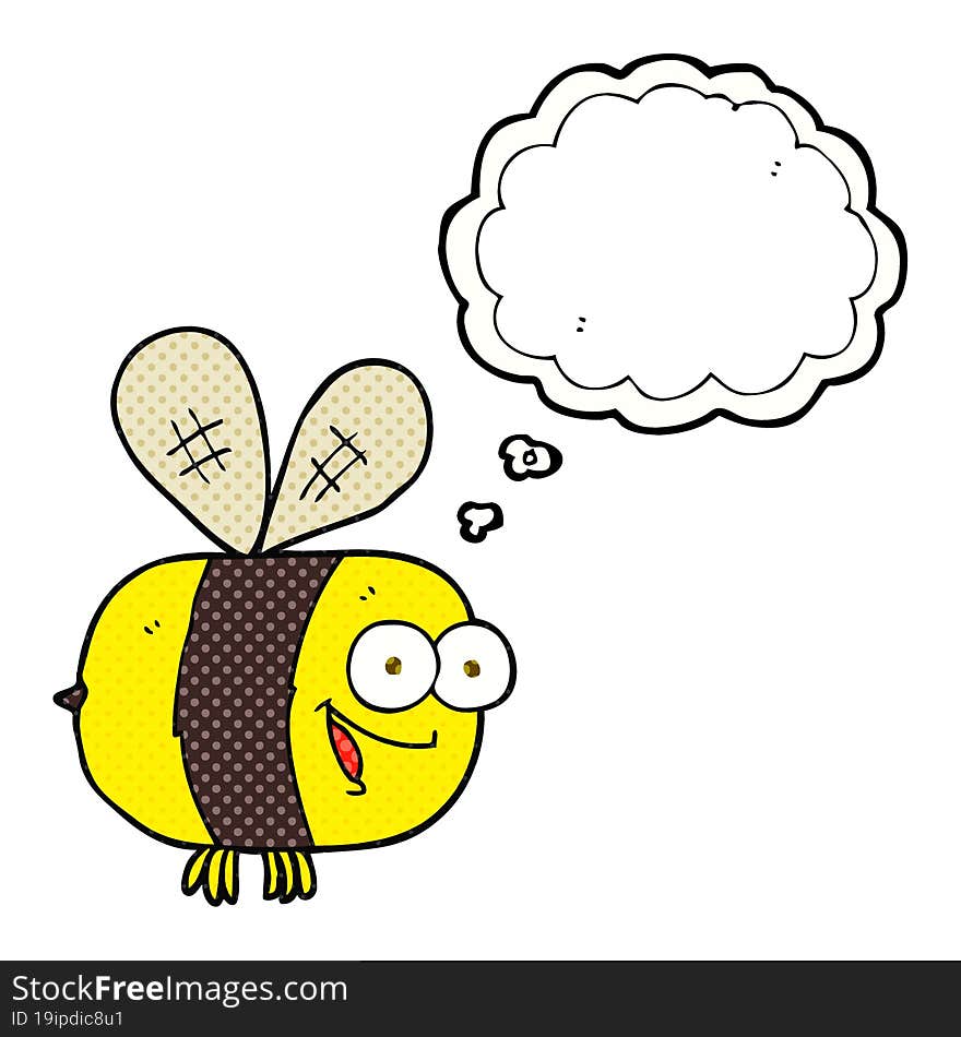 freehand drawn thought bubble cartoon bee