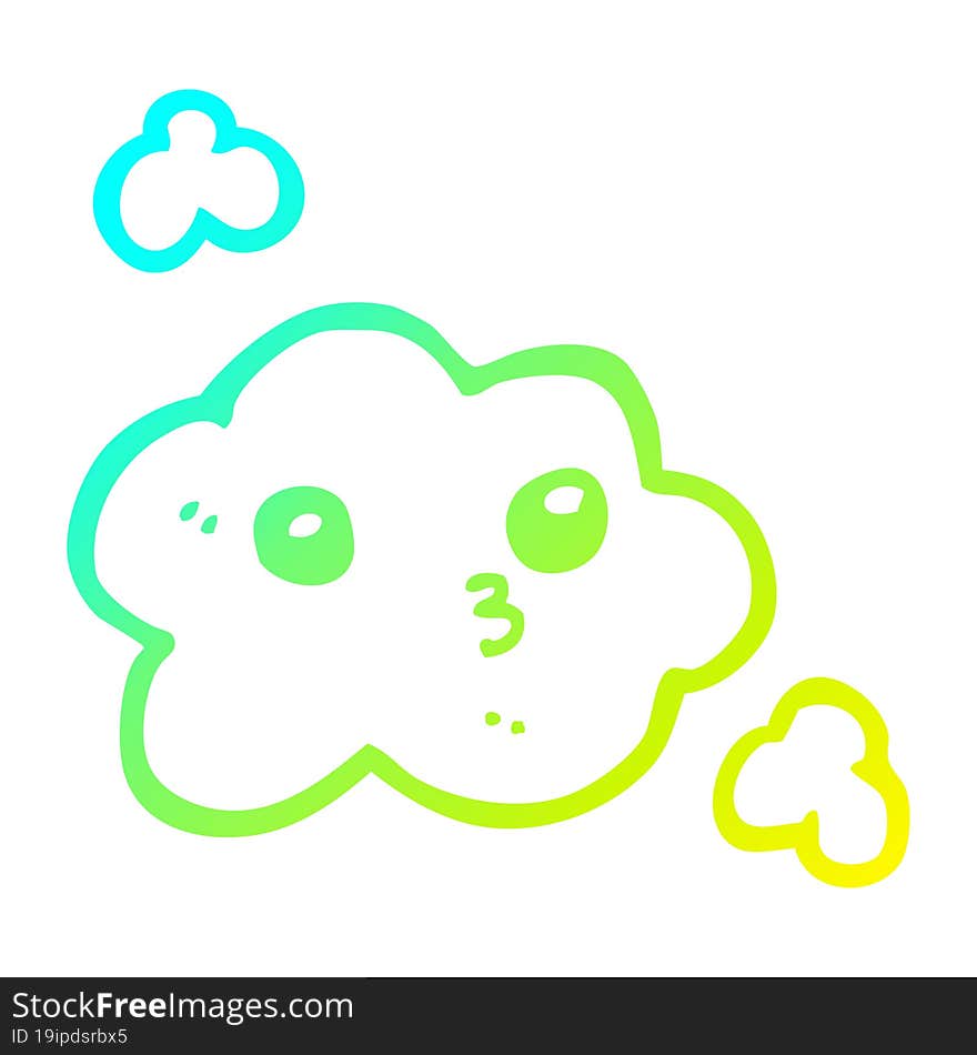 cold gradient line drawing cute cartoon cloud