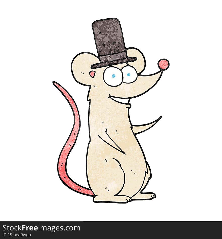 textured cartoon mouse in top hat