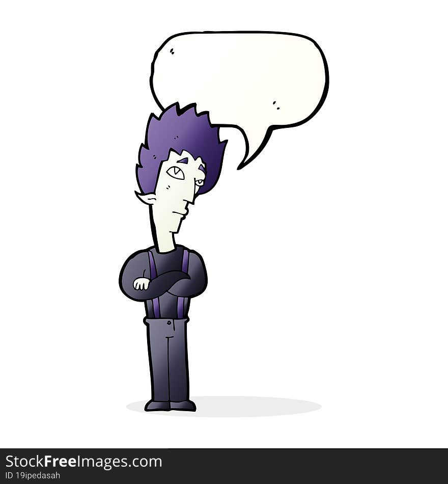 cartoon vampire with speech bubble