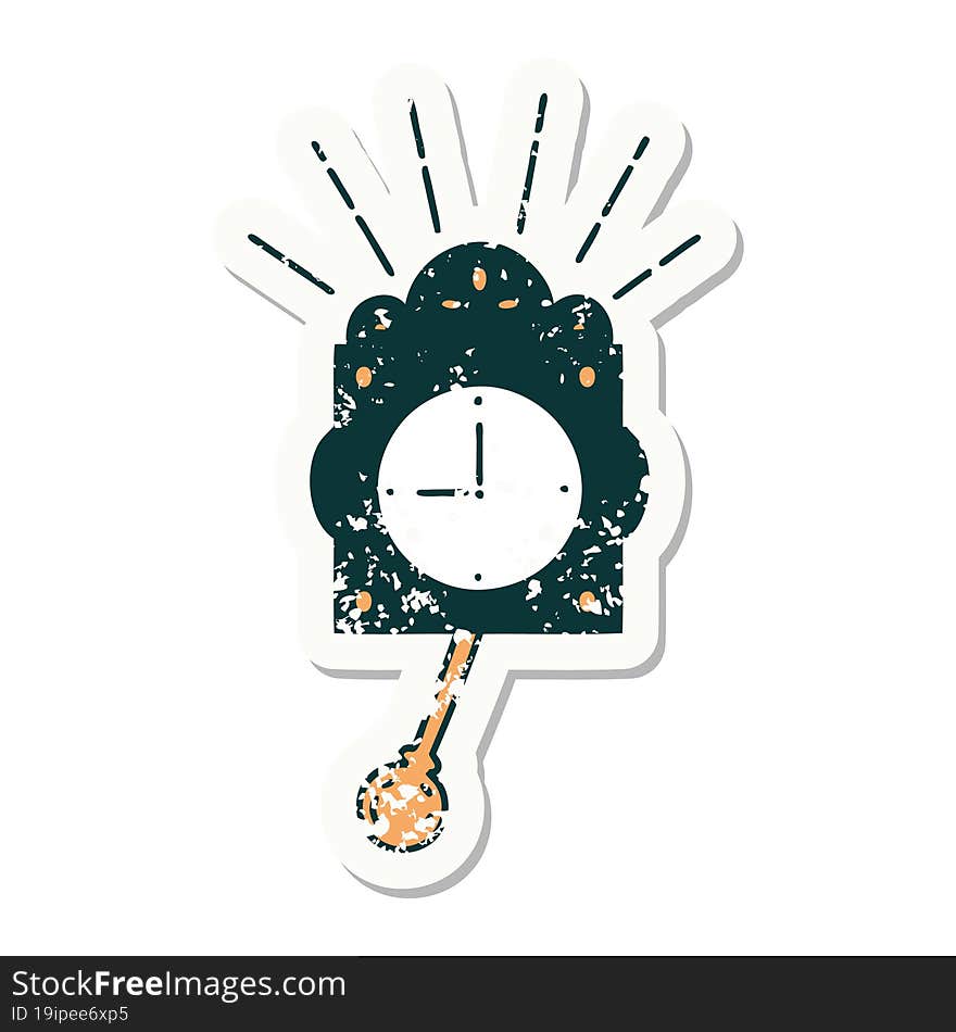 grunge sticker of tattoo style ticking clock