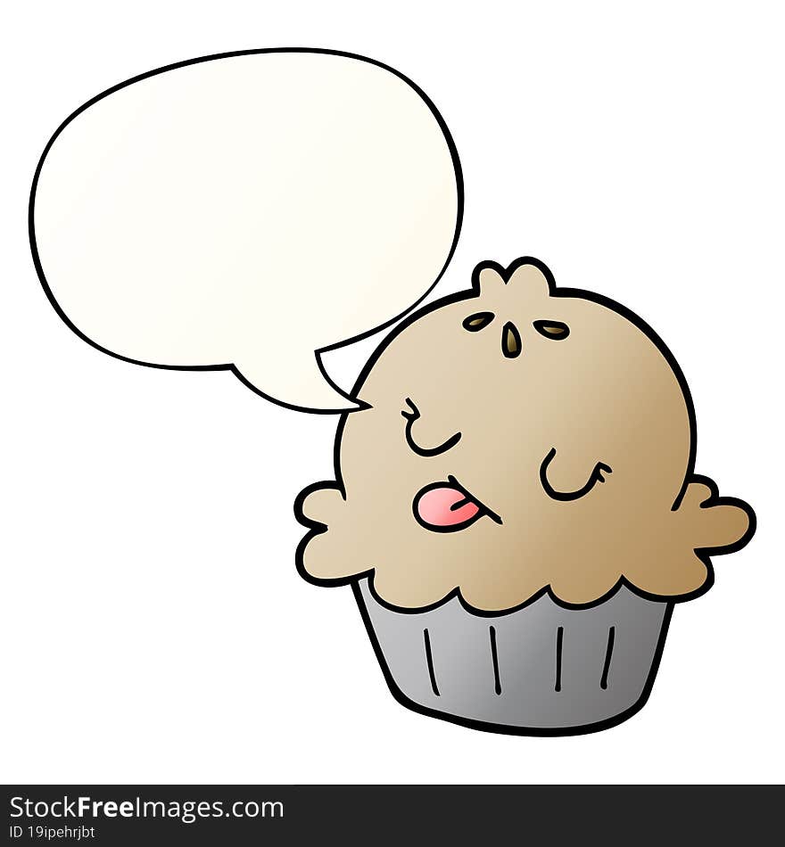 cute cartoon pie and speech bubble in smooth gradient style