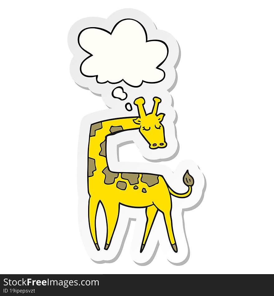 cartoon giraffe and thought bubble as a printed sticker