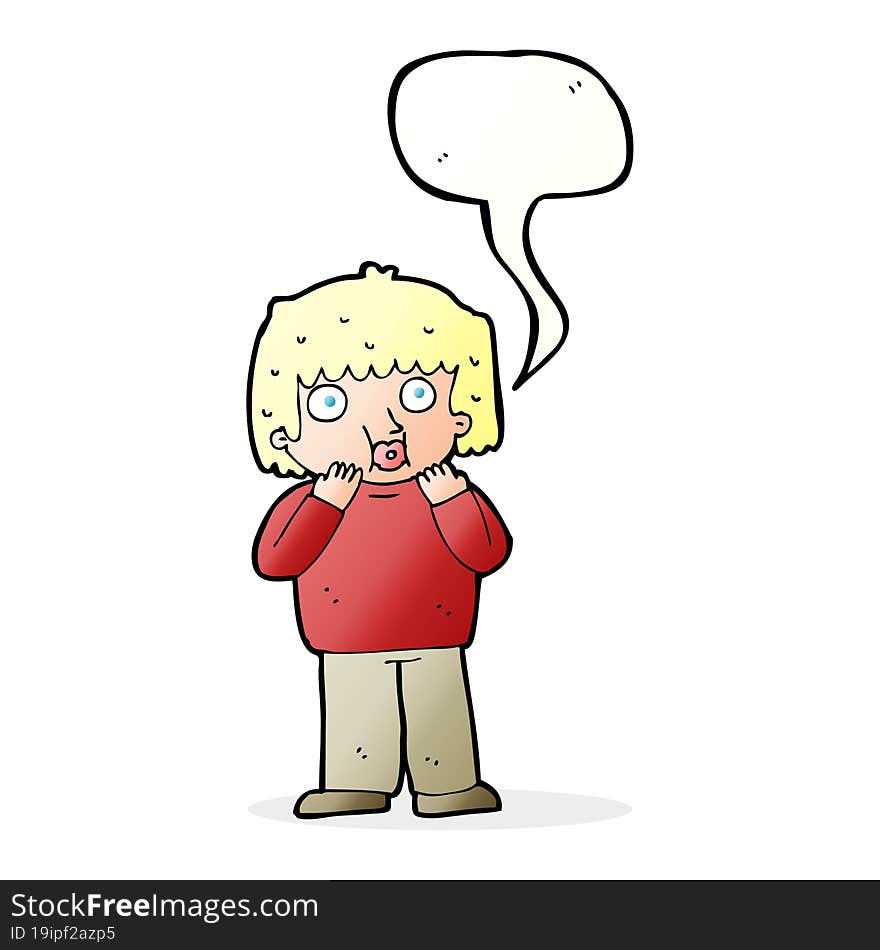 cartoon worried boy with speech bubble