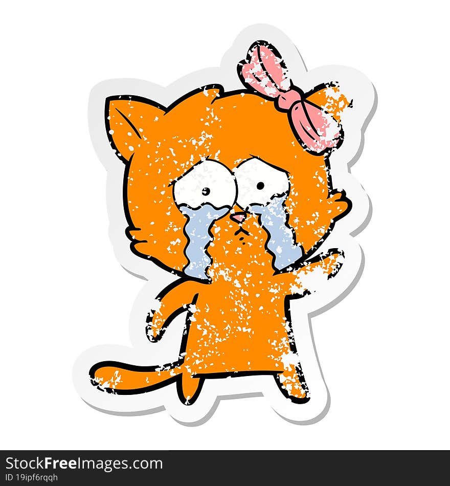 distressed sticker of a cartoon cat