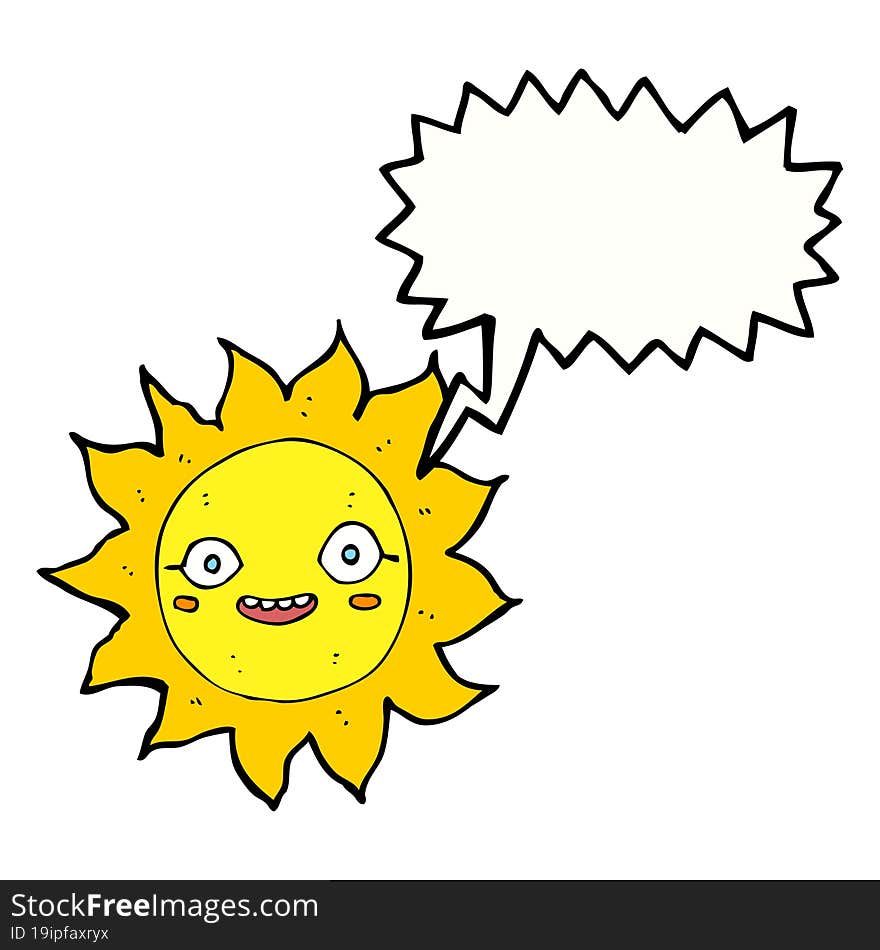 Cartoon Happy Sun With Speech Bubble