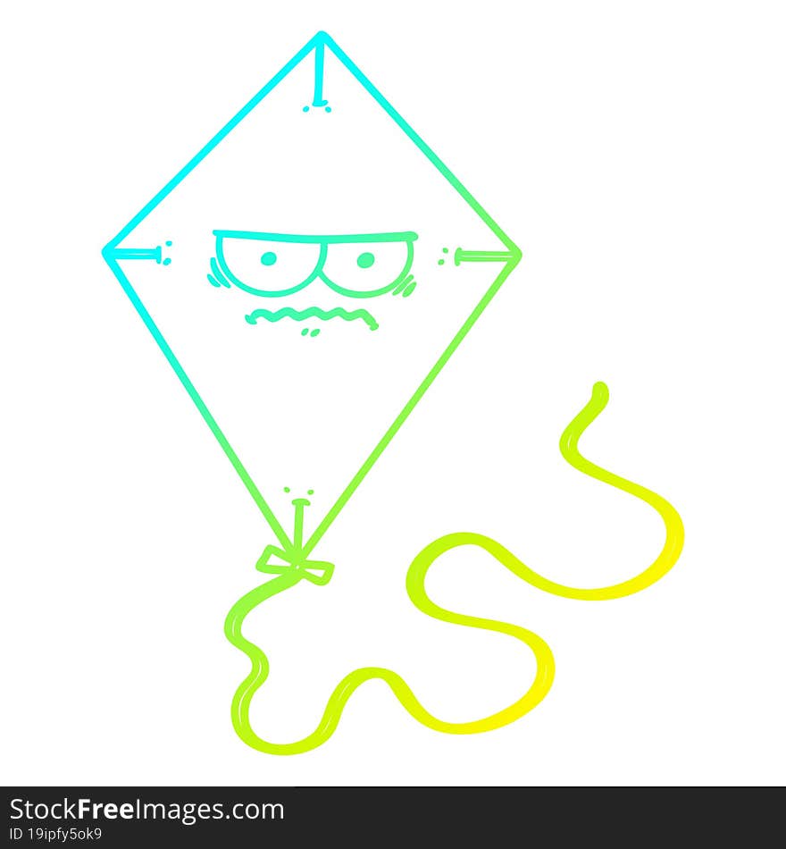 cold gradient line drawing cartoon angry kite