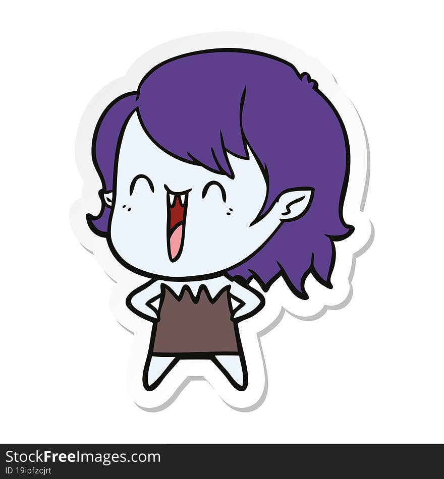 sticker of a cute cartoon happy vampire girl